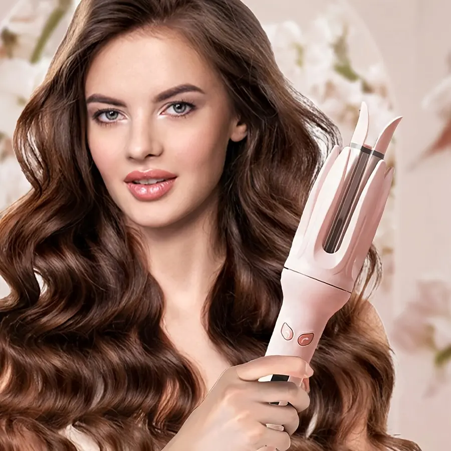 Automatic Hair Curler 28mm, 4 Temperature Settings, Rotating Curling Iron for Long Hair, Anti-Scald, 59.06-98.43inch Cord, 110V/220V, US Plug, with No Battery Required for Wet/Dry Use