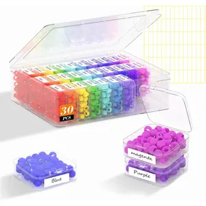 30 Pcs Clear Plastic Bead Organizer Box with Hinged Lid and Labels, Craft Storage Containers for Jewelry, Diamonds, Clay Beads, Bracelets, Screws, Seeds and Small Parts