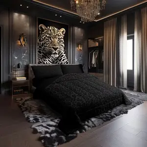 2/3pcs Leopard Print Quilt Set (1 Quilt + 2 Pillowcases), High-Quality Bedroom Bedding Set for All Seasons, Luxury Home & Dorm Decor