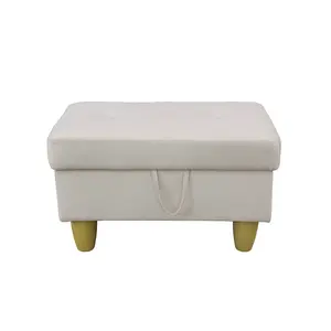 28.5" White Flannel Ottoman - Soft Velvety Foot Rest Stool, Upholstered Cube for Living Room Bedroom, 1-Piece