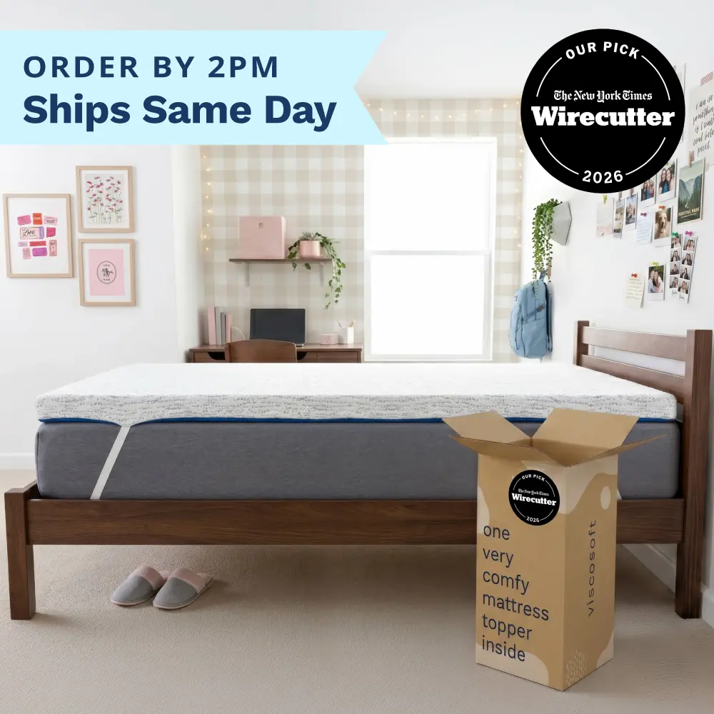 Viscosoft 3 Inch High Density Ventilated Gel Memory Foam Mattress Topper - 3+ lbs, Premium Removable Rayon Cover, Cooling Mattress Topper, New York Times Wirecutter Best, Supports Body Weight