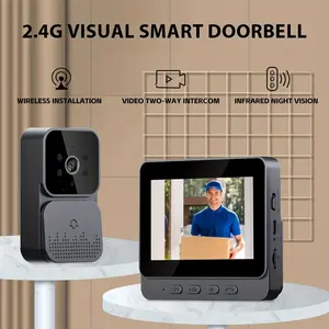 4.3 Inch Wireless Video Doorbell Camera with Screen - No App No WiFi Required, Two Way Talk, Rechargeable Battery, Wall Mount for Indoor Home Security & Surveillance