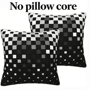 Black and White Checkered Geometric Throw Pillow Cover Set of 2 Decorative Square Pillowcase Throw Cushion Case for Bedroom, Living Room, Sofa, Couch and Bed, 20x20 Inch Cushion Covers