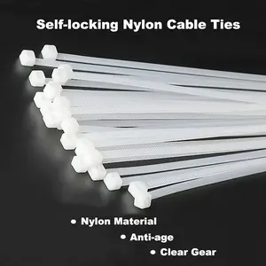 Convenient zip ties 100pcs Cable Zipper Ties Strap, Heavy Duty Premium Plastic Wire Ties With Tensile Strength, Self-Locking White Nylon Tie Wraps For Indoor And Outdoor