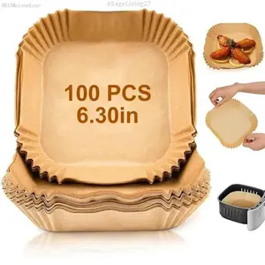 Air Fryer Paper Liners, 100Pcs Parchment Paper, Air Fryer Liners Disposable for Microwave, Non-Stick Air Fryer Liner Square/round Free of Bleach (6.3IN) Baking Supplies Kit BakewareEverlanelnspired17ASageLiving27AB13MaisonLuxe
