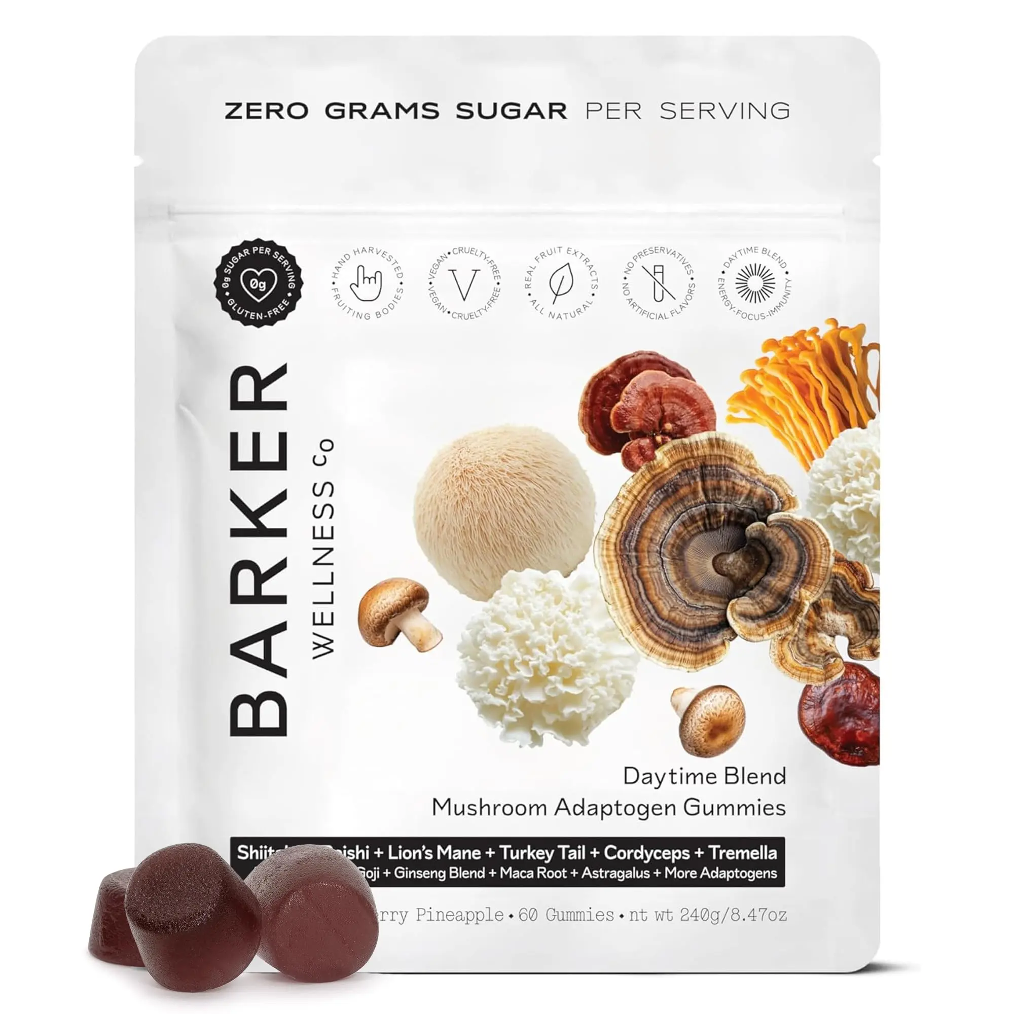 Daytime Mushroom Adaptogen Gummies (Sugar-Free) - Healthcare Natural Lions Mane Turkey Tail Cordyceps