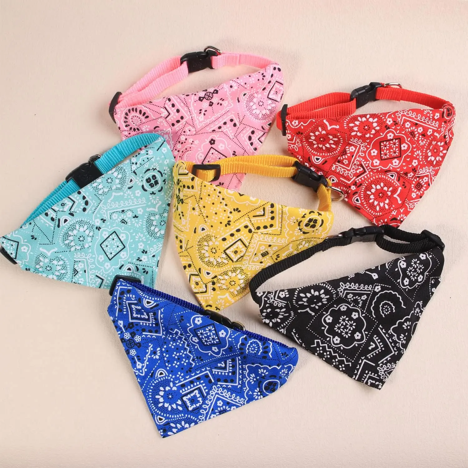 6 Pcs Durable Mixed Textile Dog Bandanas - 0.6in Width, 7-17in Length, Adjustable Buckle Scarf Bibs with Safe Release, Easy to Use for Small Pets - Fall Outdoor Pet Accessories (Tools & Hardware, Power Tool Accessories), Durable And Strong