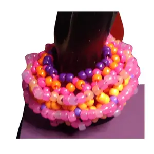 Kandi Cage 3D Cuff -Purple/Pink/Orange Pony Beads-EDC Handmade Friendship Bracelet
