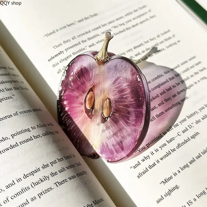 1Pc Cute Fruit Shaped Acrylic Bookmark, Semi-transparent Grape Apple Fig Page Marker, Stylish Creative Book Accessory, Portable Reading Decor Ideal for Back To School Supplies, Book Club Favors, Daily Reading Use and Handmade DIY Craft Accessories