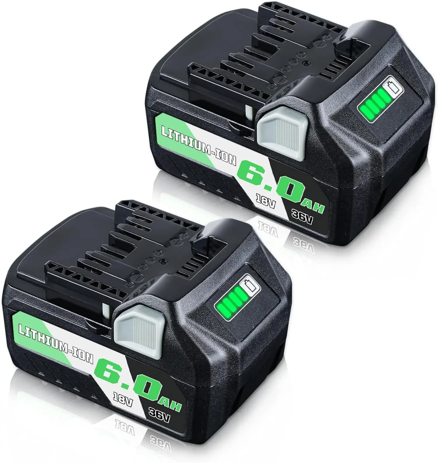 Lithium Ion Replacement Batteries (2-Pack, 18V/36V 6.0Ah Slide-Type) for Metabo Cordless Tools, BSL36A/B18 Compatible, Advanced Tech, Durable, Safe, Works with 371751M, 372121M, Batteries Only