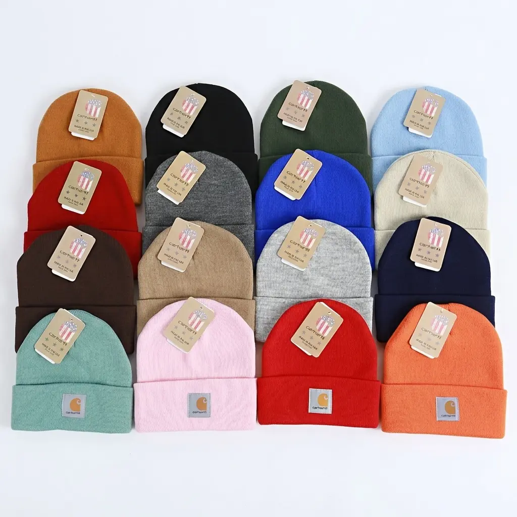 Unisex Cuffed Knit Beanie Hat, Windproof Warm Ear Cover Winter Cap Outdoor Casual Street Fashion Hats for Men & Women