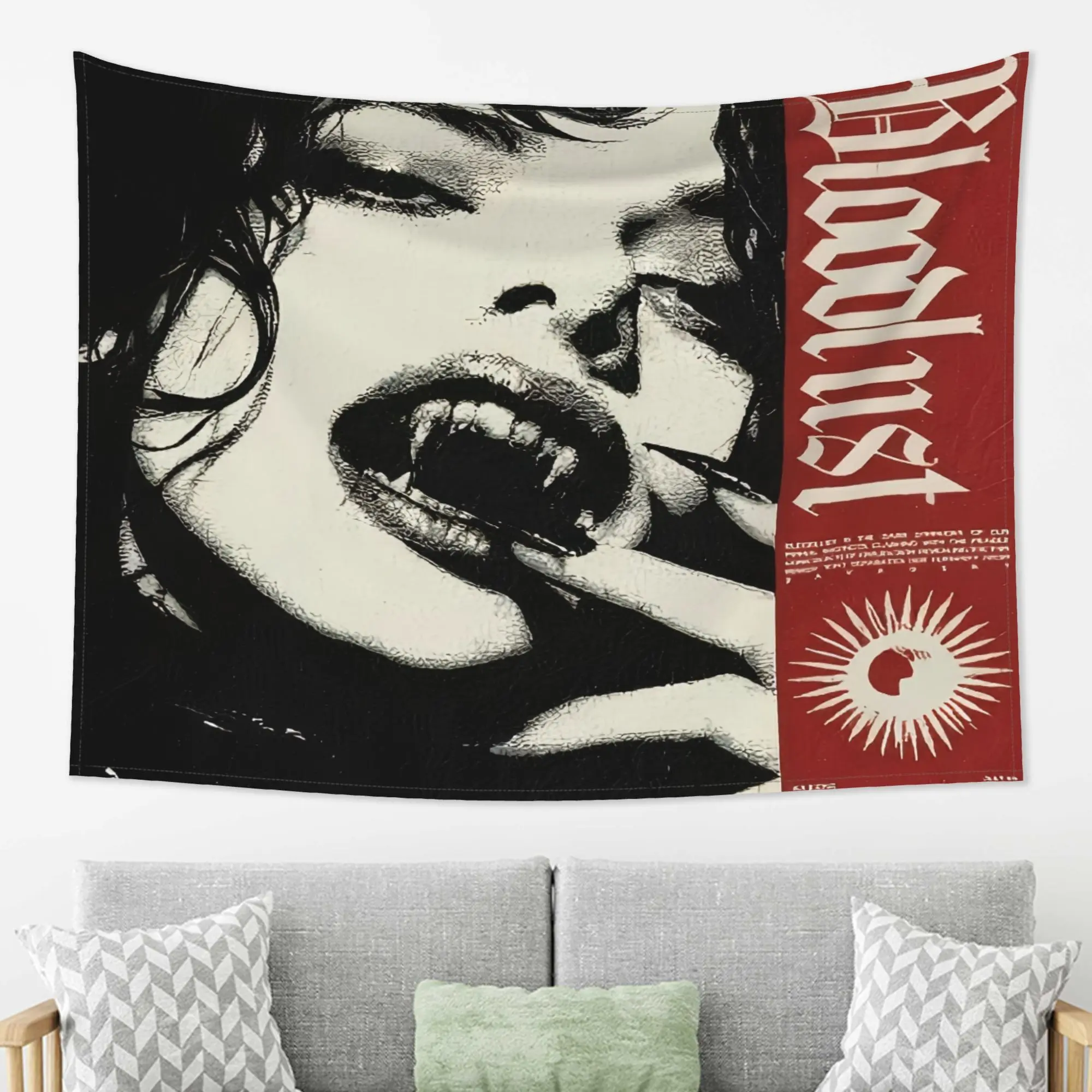 Gothic Style Dark Fantasy Aesthetic Decorative Tapestry - Vampire Print Modern Home Decor, Gift for Bedroom Decor Aesthetic, Living Room Hanging Supplies