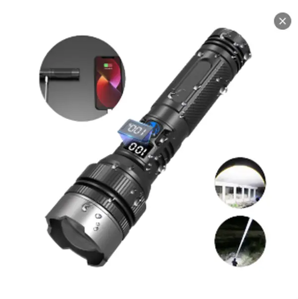 High Lumens 2-in-1+Power Bank Flashlight, Digital display ofpower,Rechargeable,Zoomable,，X4Waterproof,Adjustable Brightness FlashLight for Outdoor,Emergency,Camping Accessories, Black Fathersdaygift tiktokshopsummersale