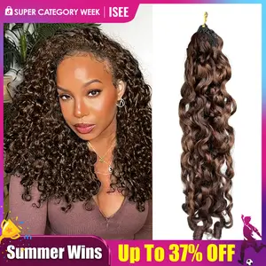 [NEW ARRIVAL] ISEE HAIR #4 Chocolate Brown & Highlight Crochet Human Hair Burmese Curly Designed for Miracle Knots Pre Separated 50g/Pack Knotless Boho Braids Vacation Hair Plush Texture Time Saving Wear #ISEECrochetNewArrivals #SummerVibes