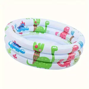 Inflatable Swimming Pool, Durable PVC Inflatable Round Swimming Pool with Vivid Dinosaur and Plant Design, Circular Inflatable Swimming Pool for Home Garden