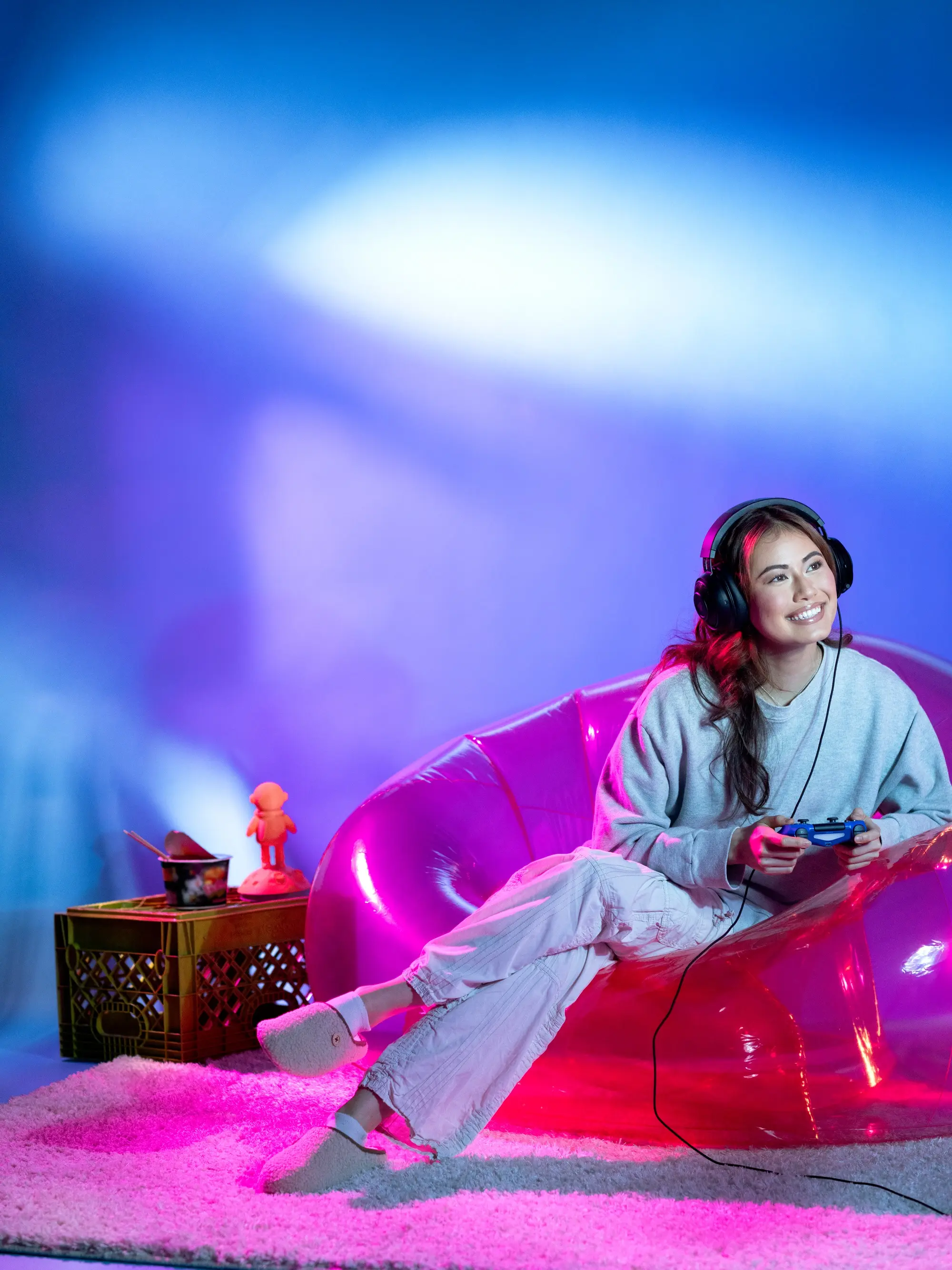 Inflatable Pink Beanless Bag Chair