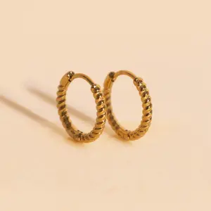 Rope Rounded Huggie Hoop Earrings