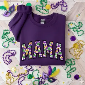 Mardi Gras Mama Sweatshirt 2026 Coquette Louisiana Festival Crewneck Nola Mardi Gras Women