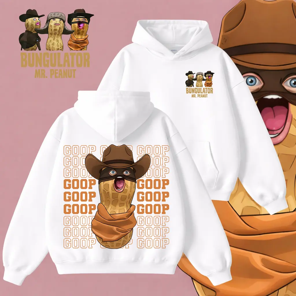Peanut Bungulator Goop Hoodie – Funny Cowboy Peanut Graphic Hoodie,Goop goo shirt, Outfit Peanut, Unisex Streetwear Pullover, YouTuber Fan Merch, Casual Oversized Hoodie
