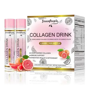 Liquid Collagen Drink for Women & Men Fitness , 2500mg Fish Collagen Peptides + Hyaluronic Acid + Vitamin Bs & C, Hair Skin Nails Joints Bones Support (0.85 fl oz, 10 Bottles, Grapefruit) Edible Supplement
