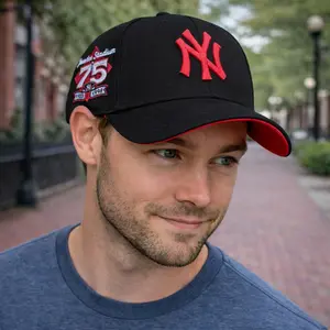 Premium Black Flat Bill Cap – Red Letter Embroidery, Patch Design on Side, Adjustable Snapback for Everyday Streetwear