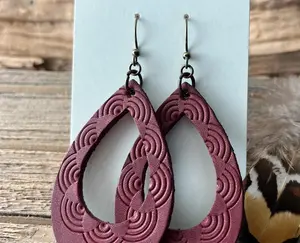 Geometric Hand Tooled Leather Earrings