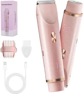 TANLOOK Bikini Trimmer for Women, 2-in-1 Electric Razors for Women with Dual Head, Waterproof Painless Bikini Trimmer & Pubic Hair Trimmer for Women, Electric Shaver for Private Area & Body Hair
