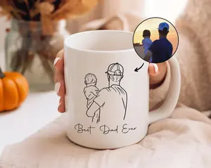Custom Photo Portrait Mug, Father's Day Gift Personalized Mug With Picture, Grandpa Gift, Dad Birthday Gift, Custom Dad Est Mug Funny Ceramic Coffee Cup, Sarcastic Humor Drinkware