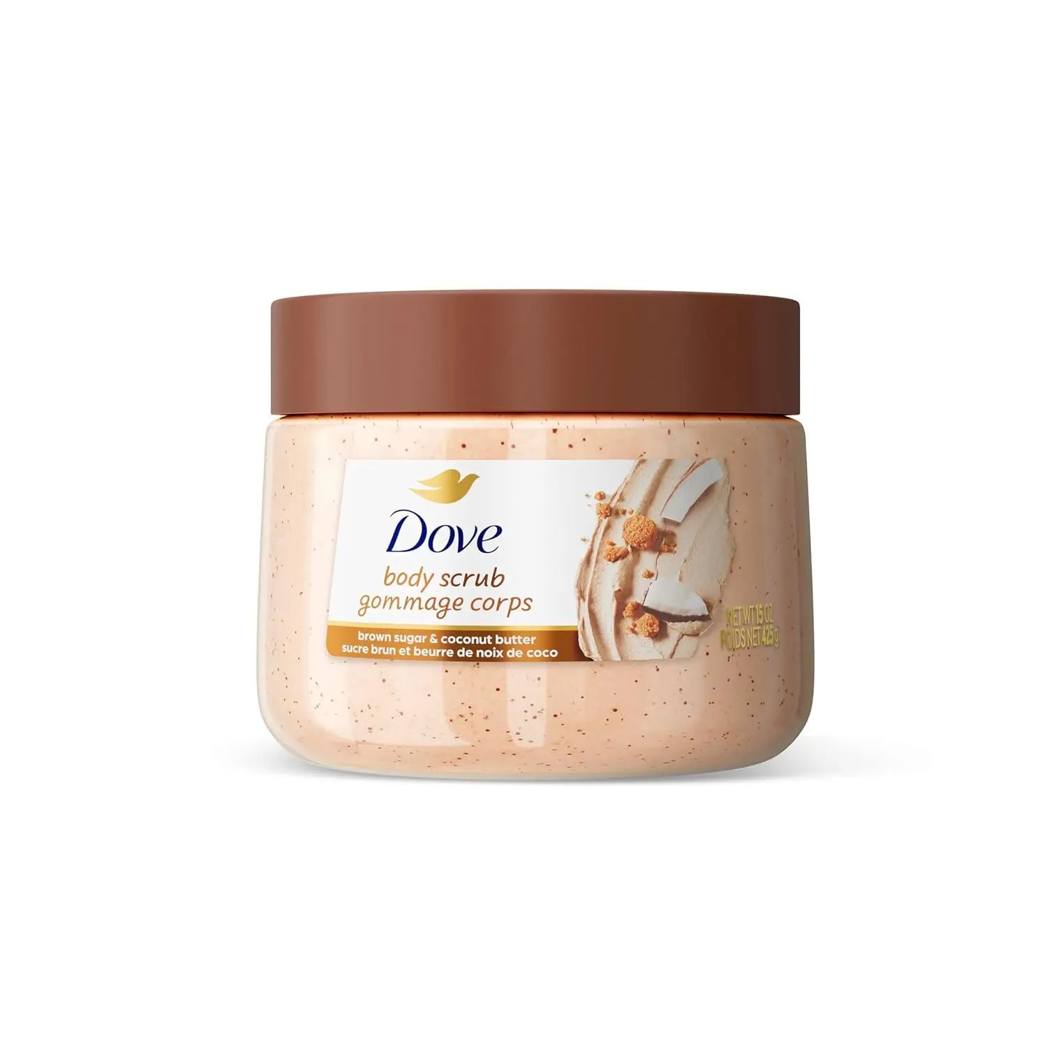Dove Brown Sugar and Coconut Butter Body Scrub Exfoliates and Deeply 15 oz | For dry, dull skin, Helps deeply nourish skin, With Dove moisturizing cream, Brown Sugar & Coconut Butter