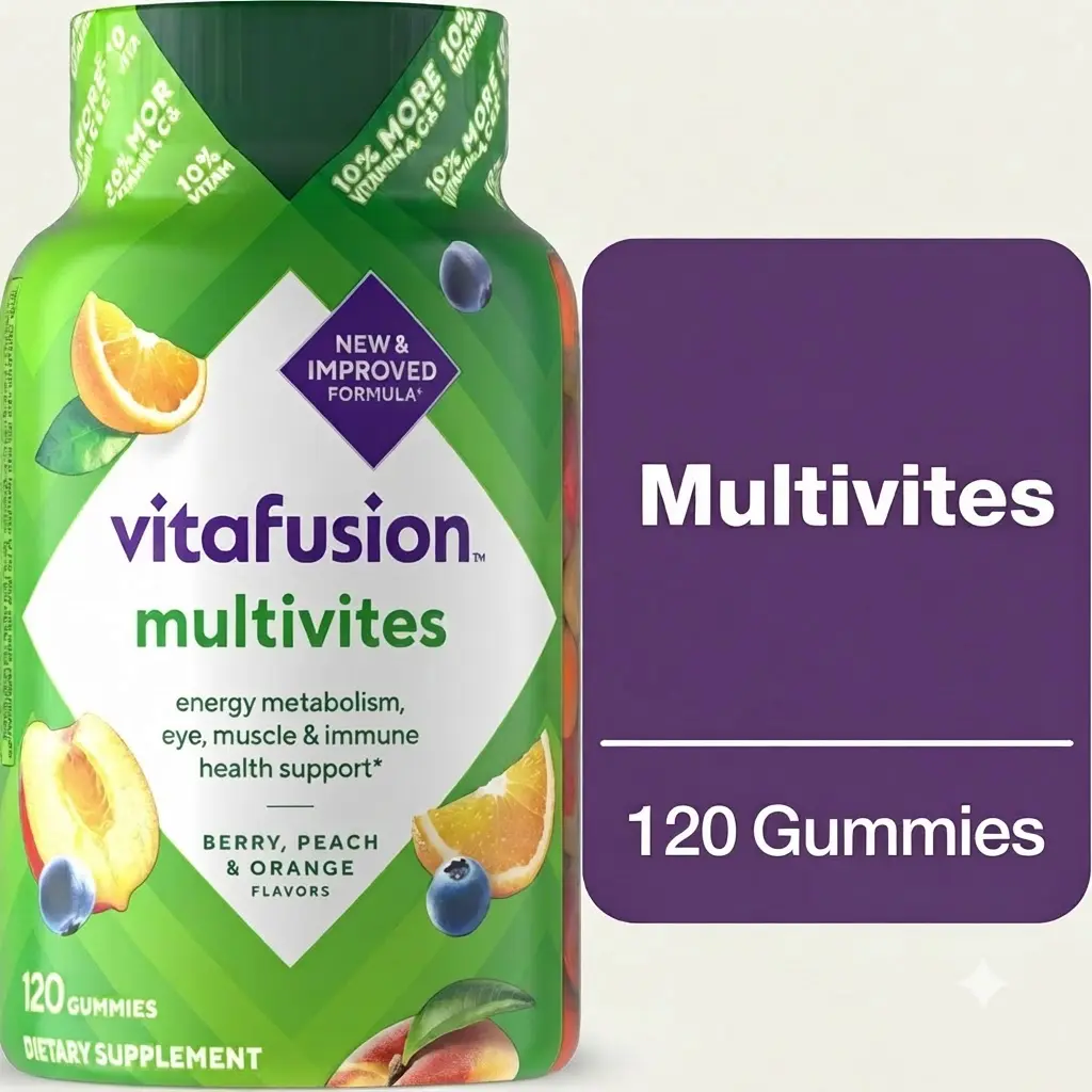 vitafusion MultiVites Adult Gummy Multivitamins 120 Count 10% More Vitamin A C E Daily Immunity Energy Health Supplement