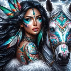 DIY 5D Diamond Painting Kit, Indian Horse Theme, Animal, Full Drill Mosaic Art, Home Wall Decor Gift, Craft Project, Model Xinghao Z155, DIY Diamond Arts