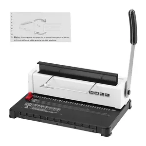 Manual Spiral Binding Machine For Books, 34-Hole Binding, Binds Up To 120 Sheets, Includes 100 Pcs 5/16 Inch Coil Spines, Adjustable Side Margin, Suitable For Letter, A4, A5 Paper Sizes, Portable Hand Punch Binder