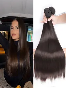 3PCS 2#-ST 2# Dark Brown Silky Straight Human Hair Bundles, Brazilian Hair Weave