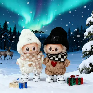 Stylish Handcrafted  Set 5 Pieces Suitable for 15cm-17cm Labubu Outfit,Customizes doll's clothes,Dolls Accessories,Doll Clothing Set Replacement Accessories, Christmas gifts for kids. trendy doll clothes  Labubu Doll Clothing Set