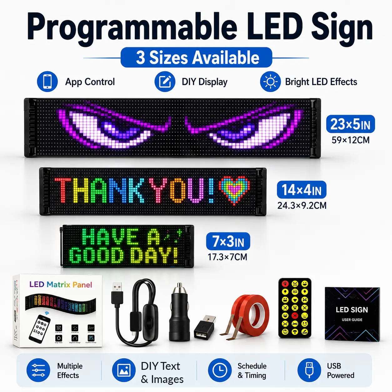 Programmable LED Sign, App Controlled Flexible LED Display Board, DIY Text & Image Light Panel, USB Powered Decorative Light Sign For Party, Gaming Room, Bedroom, Bar, Store Window, Birthday & Holiday Decor