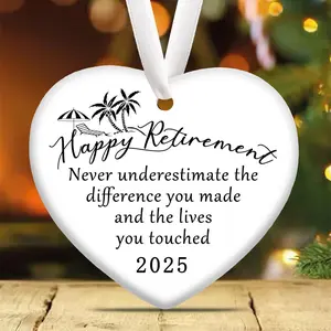 Retirement Gifts for Colleague, Never Underestimate The Difference You Made and The Lives You Touched, Retirement Christmas Ceramic Office Home Ornaments, Christmas Tree Hanging Decor, Happy Retirement Appreciation Gift for Retired Women Men Coworker