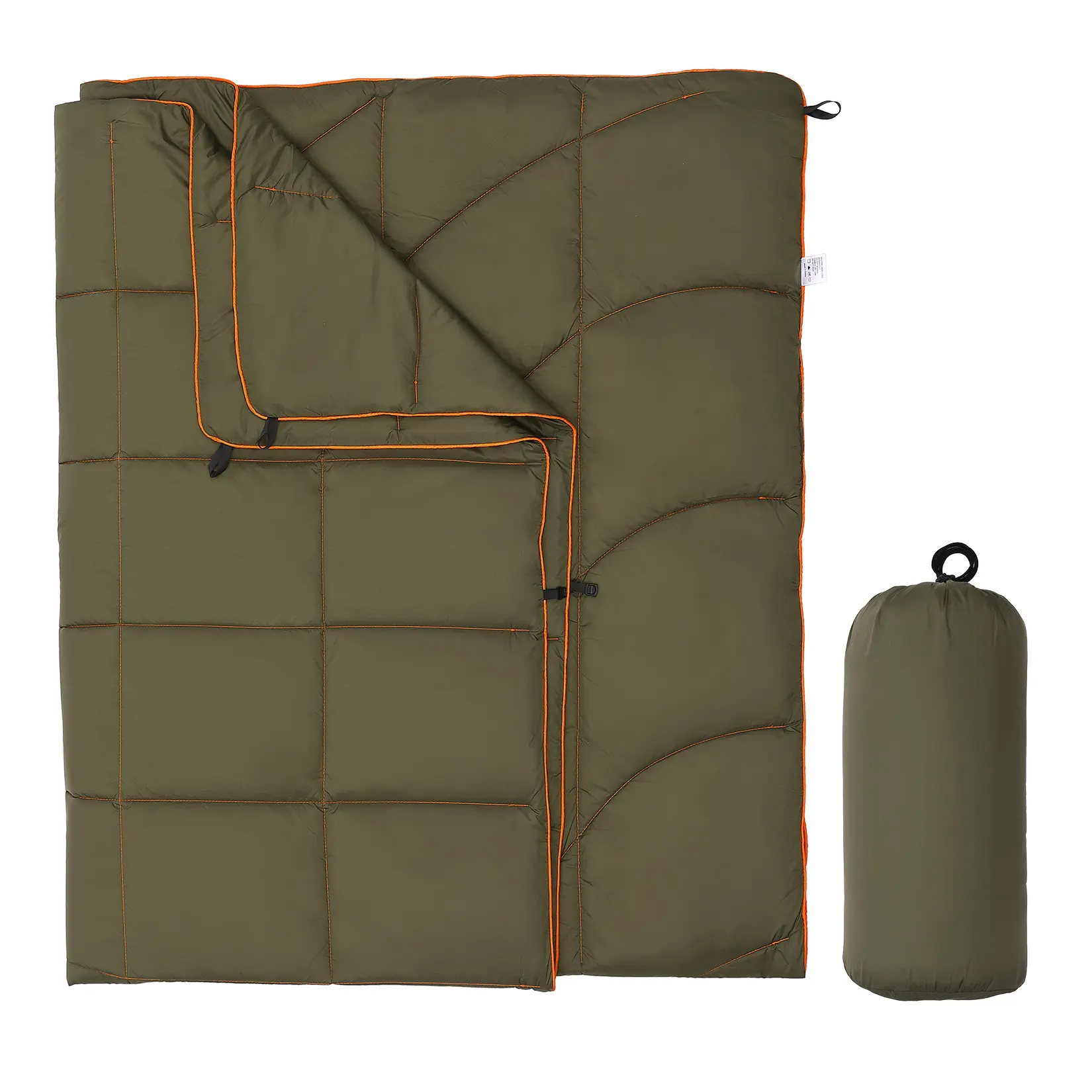 1-2 Person Wearable Travel Blanket, 150gsm Nylon Taffeta Feather Silk Cotton Camping Blanket, Water Repellent Stain Dust Proof Outdoor Blanket with Waterproof Tear Resistant Storage Bag for Camping Skiing Office Car