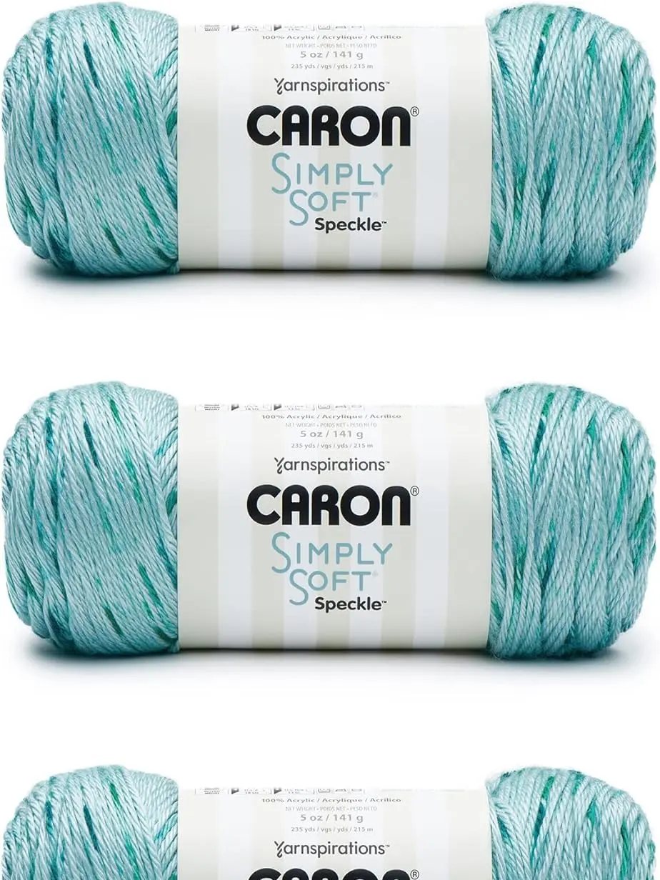 Caron Simply Soft Abyss Speckle Acrylic Knit Yarn - 3-Pack (141g/5oz Each), 4 Medium (Worsted), 235 yds - Pre-Colored Crafting Yarn for Knitting/Crochet (High Softness)