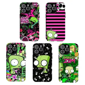 Custom Rubber Shockproof Dog Invader Z1m Phone Case for iPhone 17-11 Pro Max Mini - 2000s Scene Kid Emo Nostalgia Vibe, Military Tested Drop-Resistant Protector Cover for Smartphones