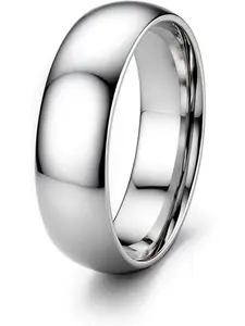 Stainless Steel Rings for Men Women 6MM 8MM Wedding Band Rings Wedding Promise Rings Silver/Black/Gold Domed High Polished Basic Wedding Bands Comfort Fit Size 6-14 Marriage Ring