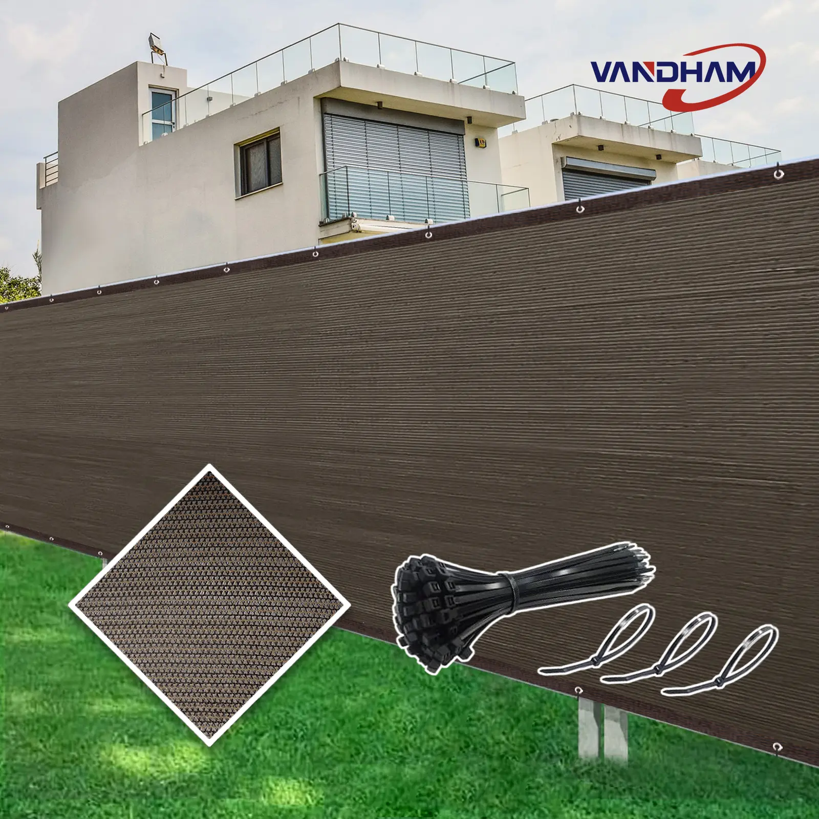 1pc 100g/m² Privacy Fence Screen Brown 70-80% Shading Rate for Gardens & Terraces Various  High-Density Polyethylene HDPE Material - Canopy And Sunshade