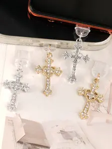 Double Color Cross Phone Dust Plug Decoration Hanging Piece for iPhone & Type-C Interface, Casual Style, All Seasons Use, Phone Charms, Phone Accessories