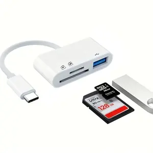Three-In-One USB-C Micro SD Card Reader Adapter, USB C Dongle, Compatible with iOS Pro and Other Type C Devices, Model Xinghao Gs-P006