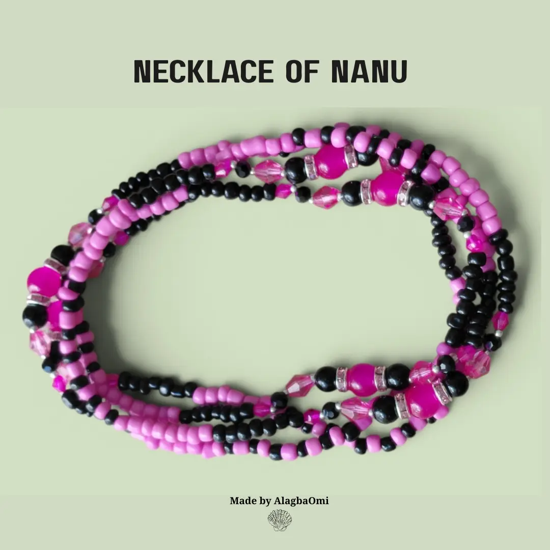 Nanu Necklace Eleke Jewelry, Pink Black Beaded Necklace, Yoruba Spiritual Necklace, African Handmade