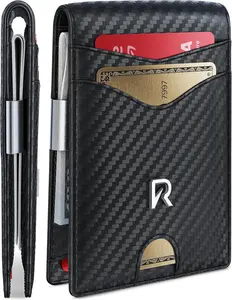 Slim Wallet for Men with Money Clip, RFID Blocking Mens Wallet, Minimalist Credit Card Holder, Front Pocket Bifold - Gift Box Included