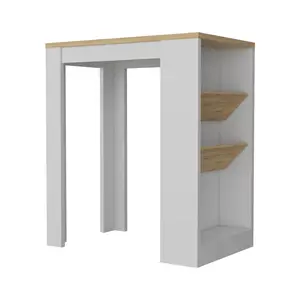 HomeRoots 519051 36 in. White & Natural Kitchen Island with Storage
