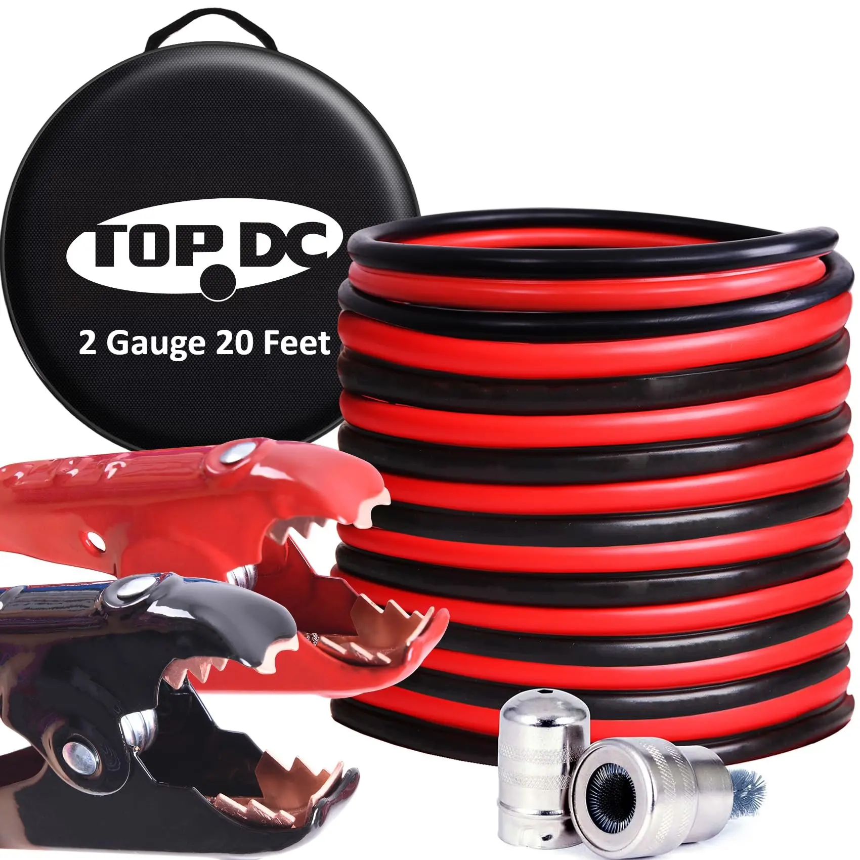 2 Gauge 20 Feet Jumper Cables for Car, SUV and Trucks Battery, Heavy Duty Automotive Booster Cables for Jump Starting Dead or Weak Batteries with Carry Bag