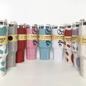Cupcupmore 40 oz Bling Rhinestone Vacuum Flasks Double Wall Stainless Steel Insulated tumbler with handle,Leak-proof Lid and Straw Glitter Water bottle,Sparkle Coffee Mug for Women Men,Keeps Cold 12 Hours and Hot 6 Hours Drinkware Cup Travel Mug