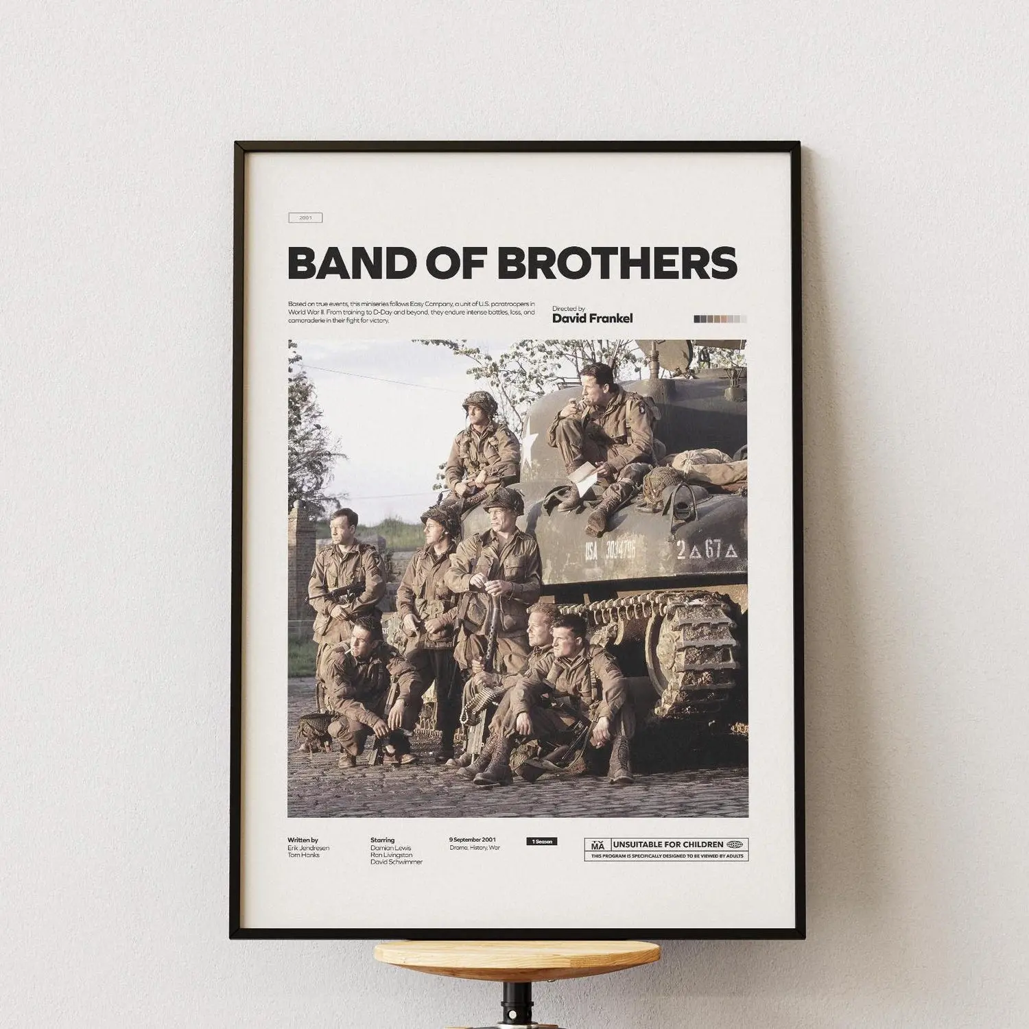 Band of Brothers Poster, World War II Themed Film Poster, Band of Brothers Print, American Army Wall Art, Cinematic Wall Decor