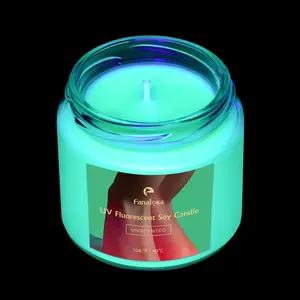 UV Fluorescent Soy Wax Low Temperature Candles Low Heat Body Safe Candle for Night Party Unscented 104 °F 5 oz Green